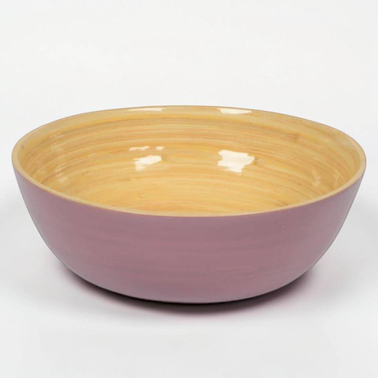 Superleichte Albert L. Bambus-Schüssel in Mauve mit naturfarbener Innenseite, rund und glänzend, ca. 18 x 7 cm