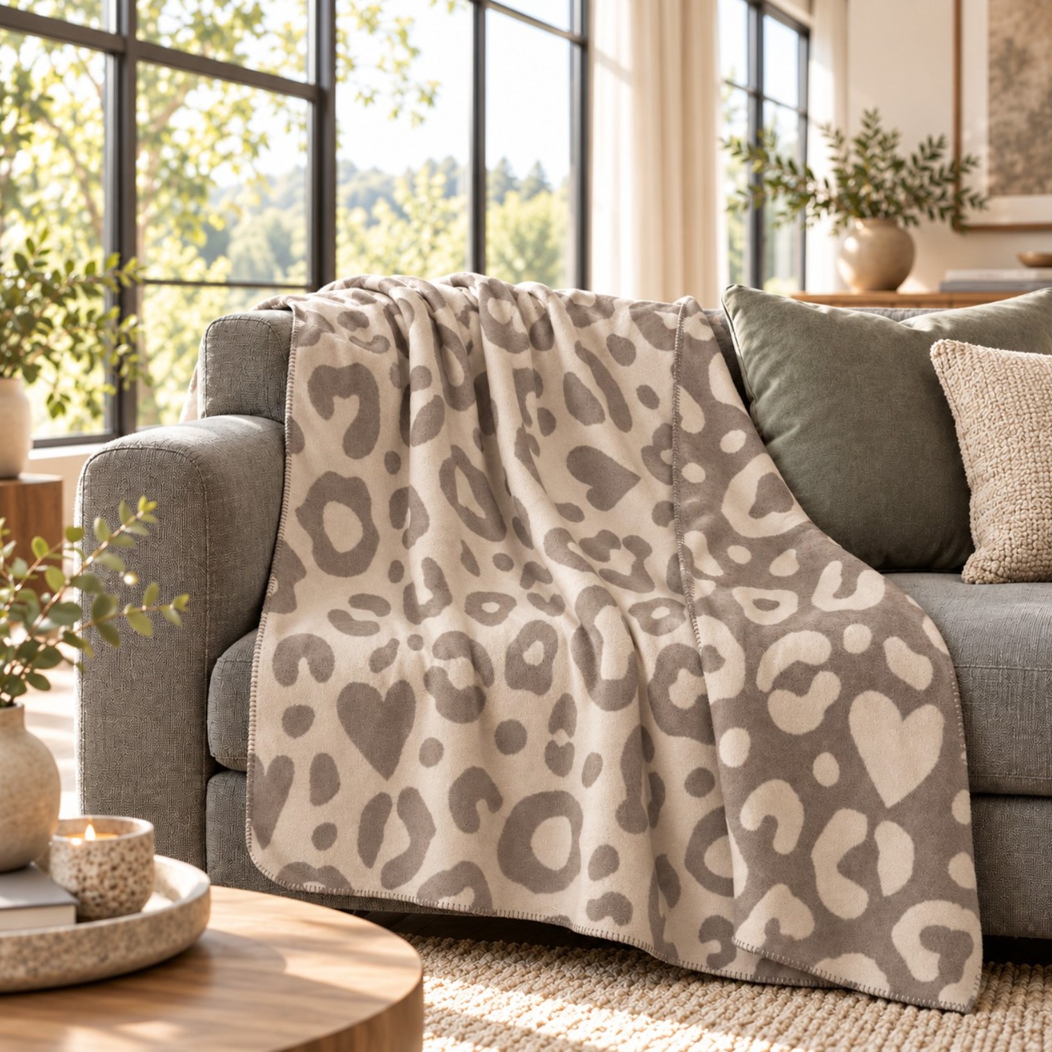 Pad Decke Leo in Greige 150 x 200 cm