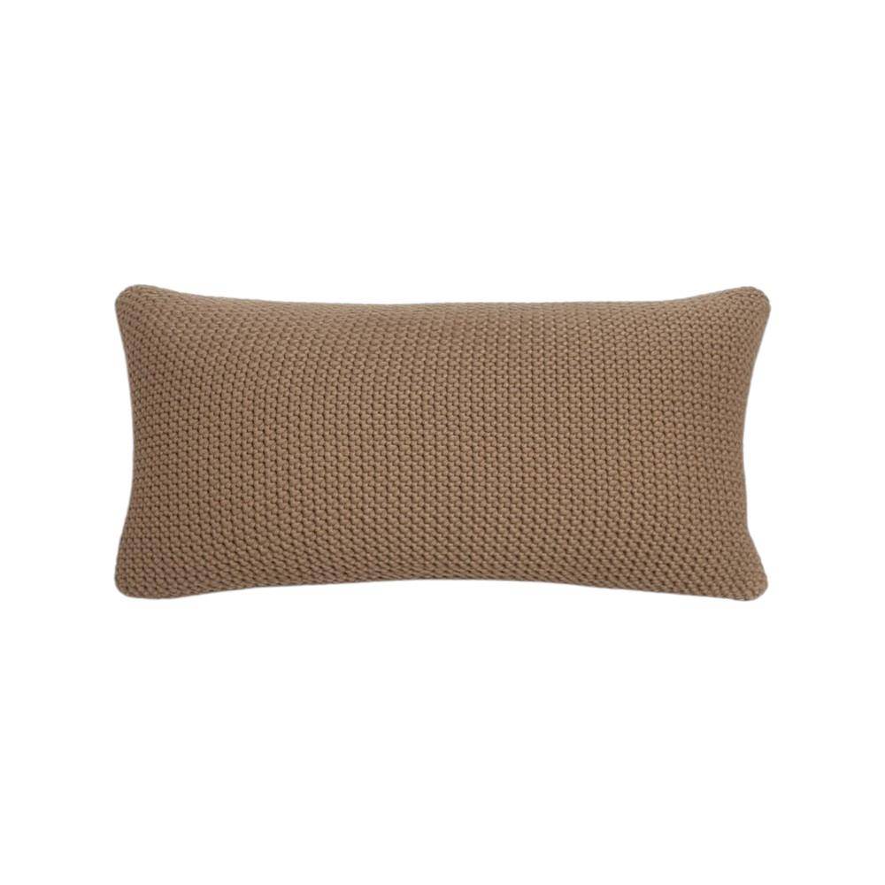 Marc O Polo Dekokissen Nordic Knit Oakwood 30x60 cm aus Bio Baumwolle im Strickdesign in warmem Braunton
