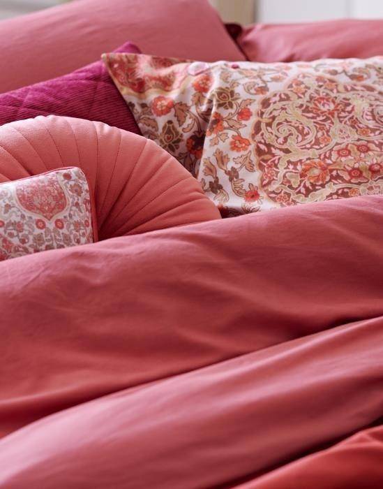 Essenza Baumwollsatin Bettwäsche Giulia Rot 135 x 200 cm + 80 x 80 cm