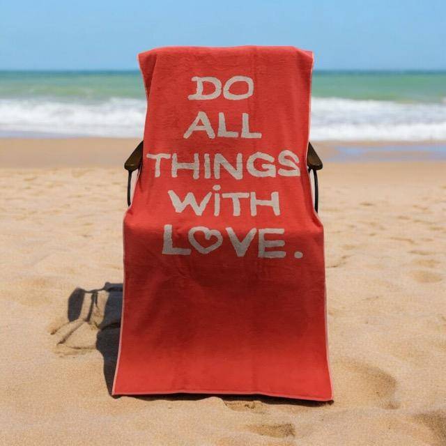 Cawö Frottiertuchserie Campus Do All Things With Love 840 watermelon Strandtuch 70 x 180 cm