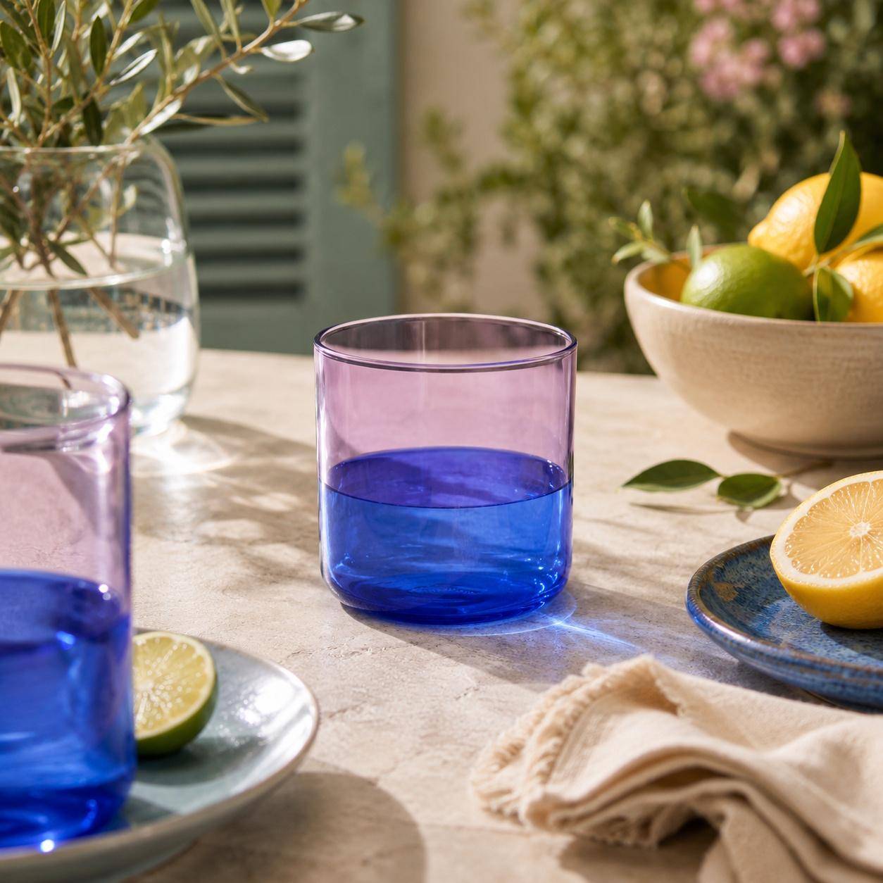 Tranquillo Glas RAIINBOW in Blau/Rose