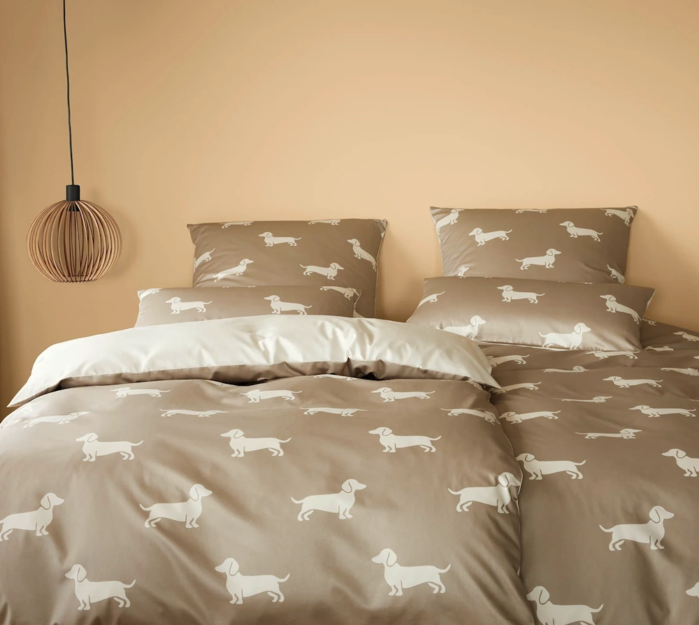 Elegante Comfort Satin Bettwäsche Dogs 155 x 220 cm