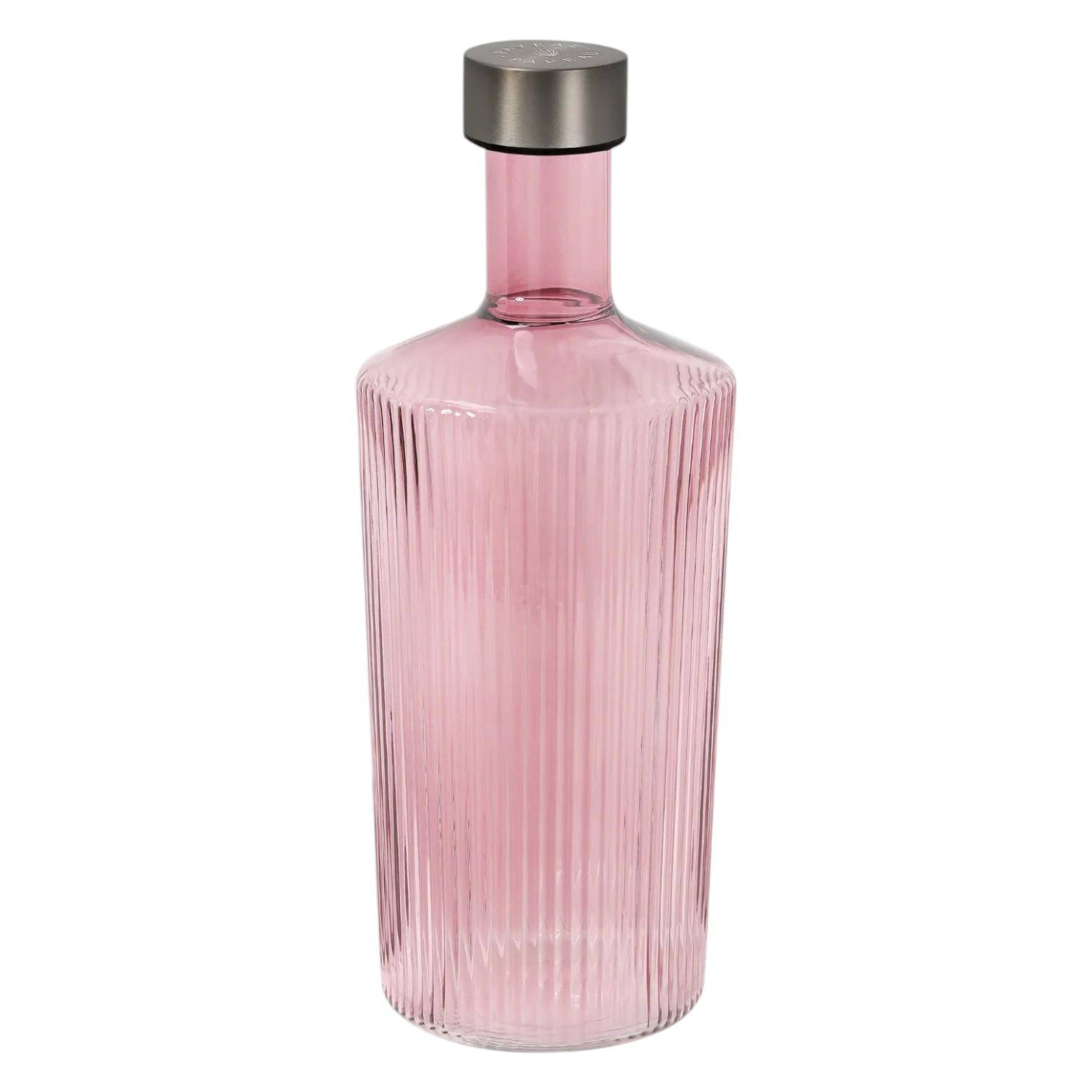 Paveau Ribbed Wasserflasche aus geriffeltem Glas mit Edelstahlverschluss in stilvollem Design.