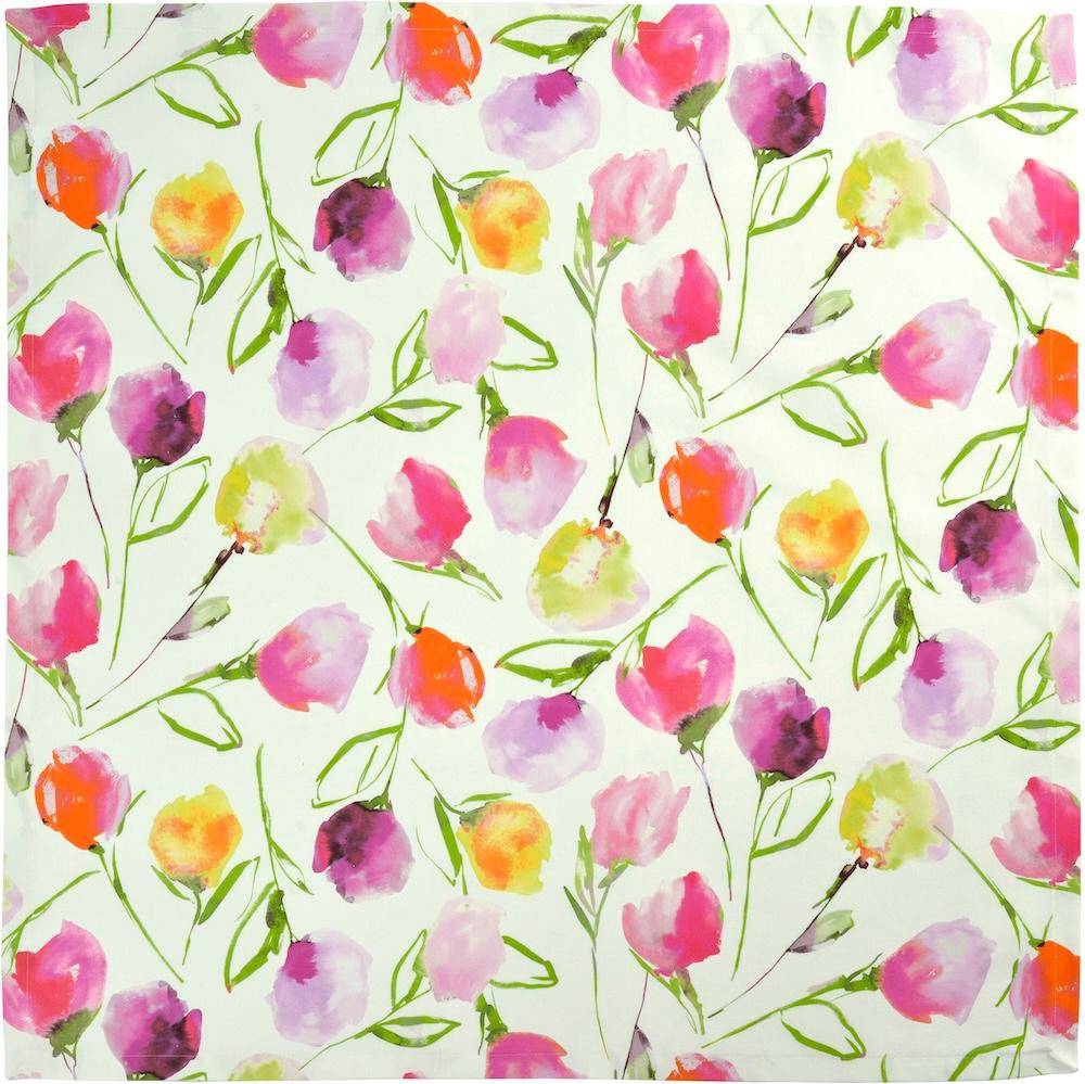 Detailansicht - Mitteldecke Fresh Tulip von Sander mit bunten Tulpen