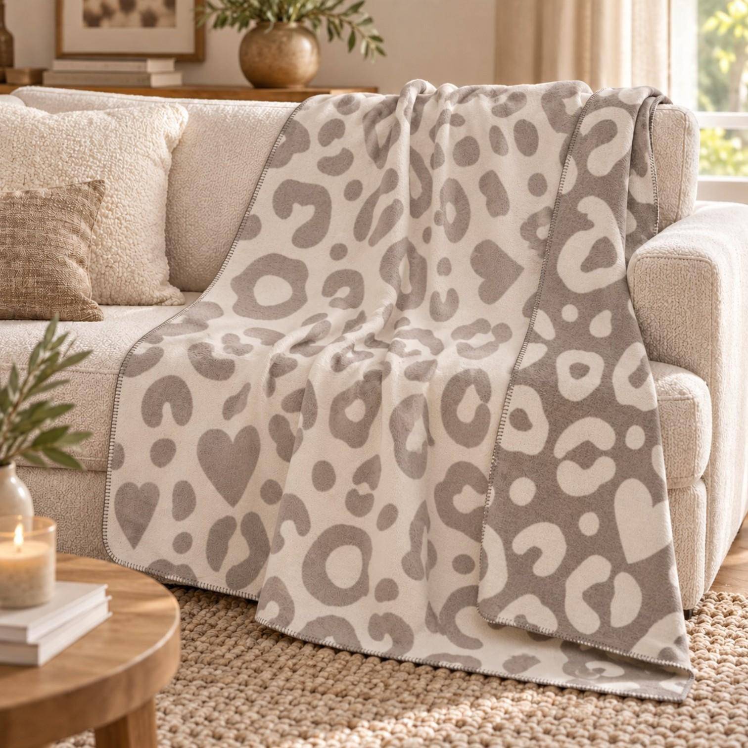 Pad Decke Leo in Greige 150 x 200 cm