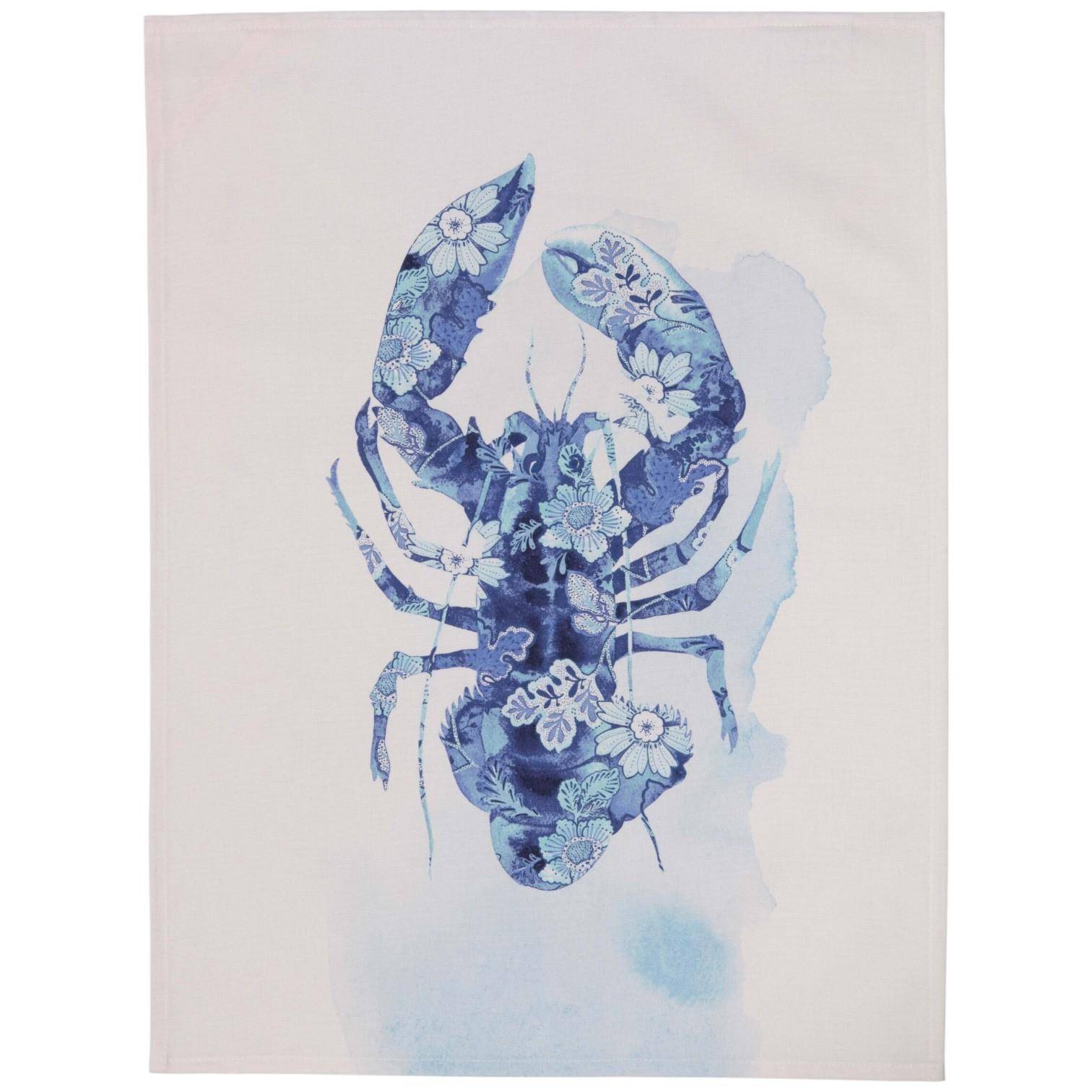 Pichler Geschirrtuch Marinus Lobster aus 100 Prozent Baumwolle in Blau Weiß mit maritimem Design