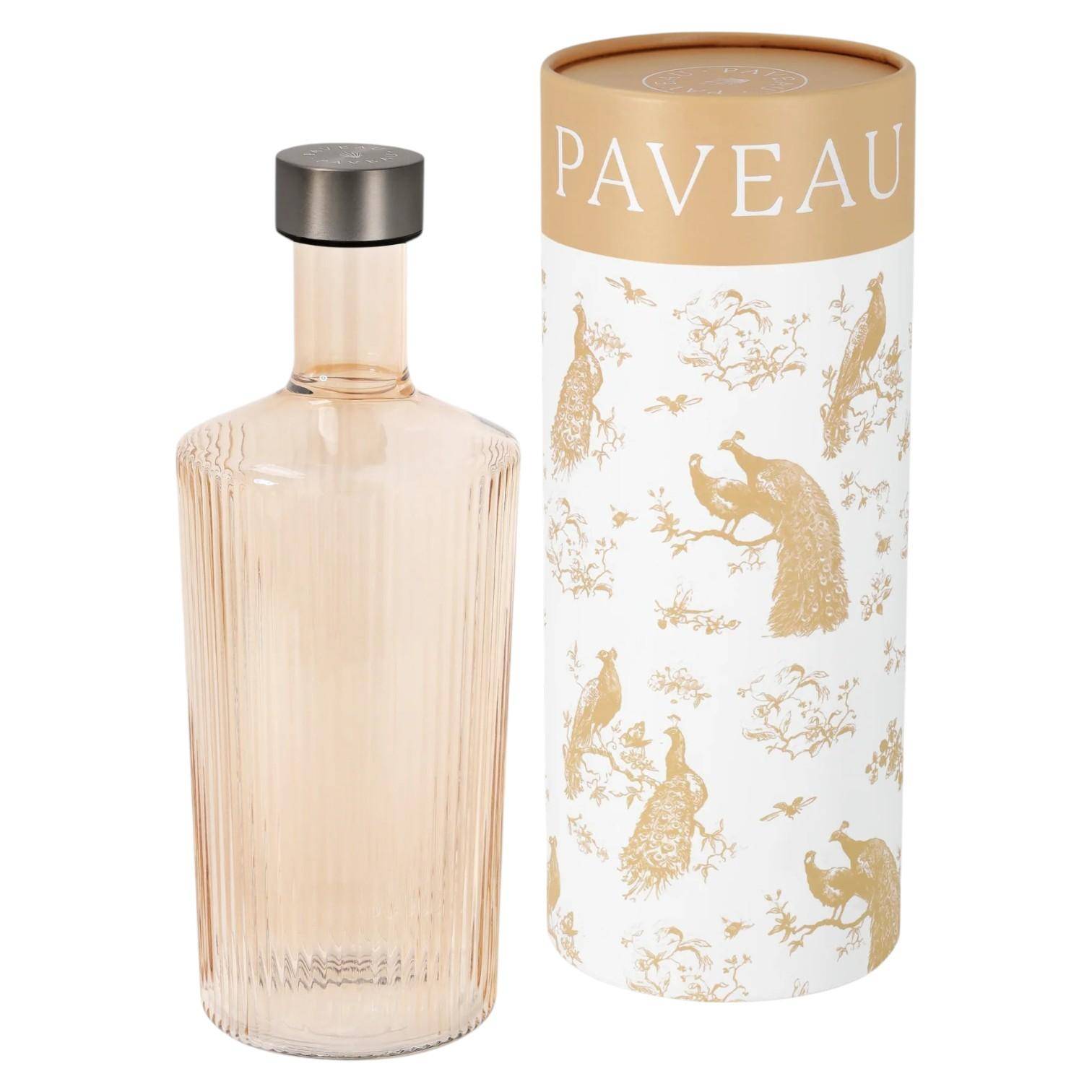 Paveau Ribbed Wasserflasche aus Glas mit dekorativer Geschenkverpackung – stilvoll und nachhaltig.