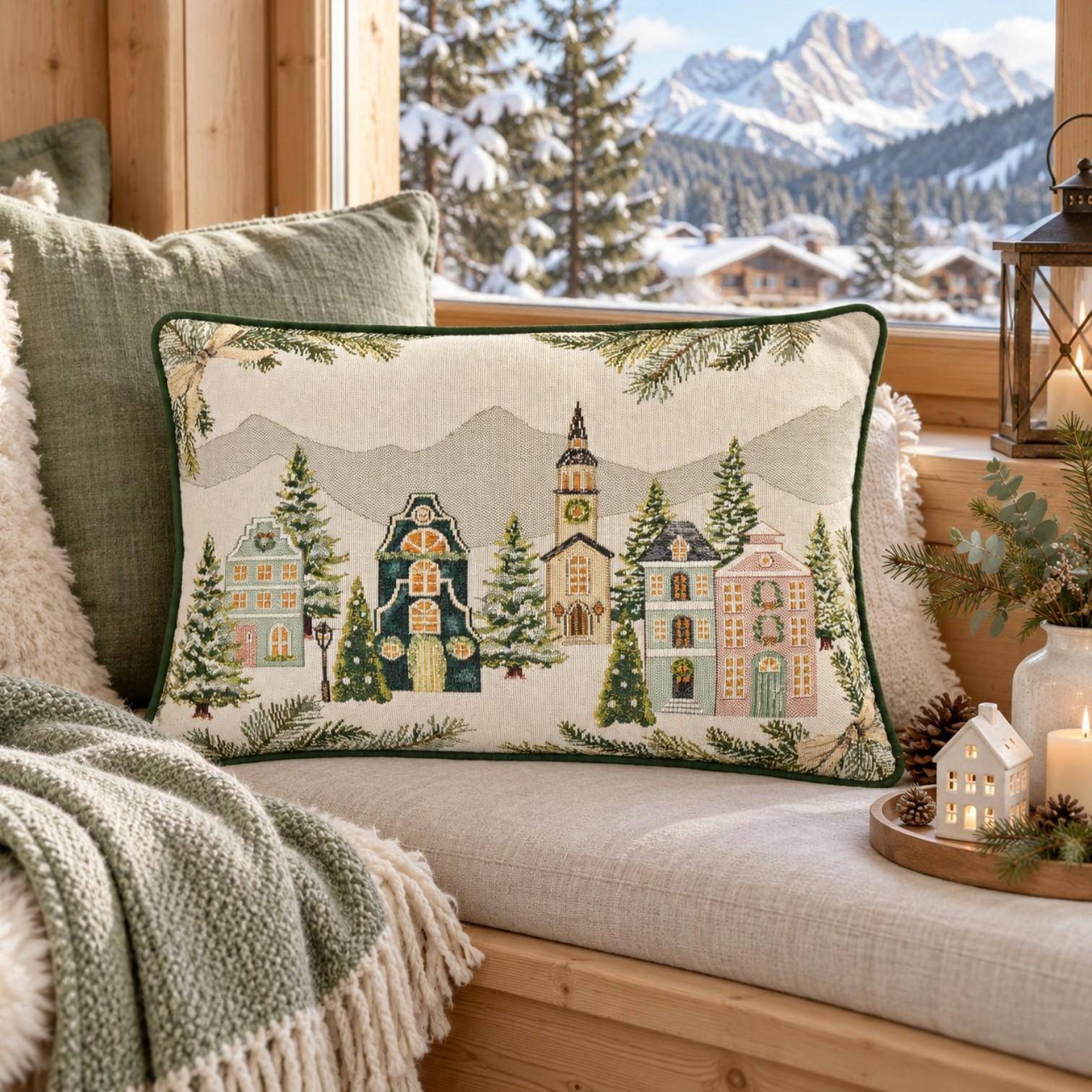Sander Kissen gefüllt Gobelin Xmas Valley 32 x 48 cm