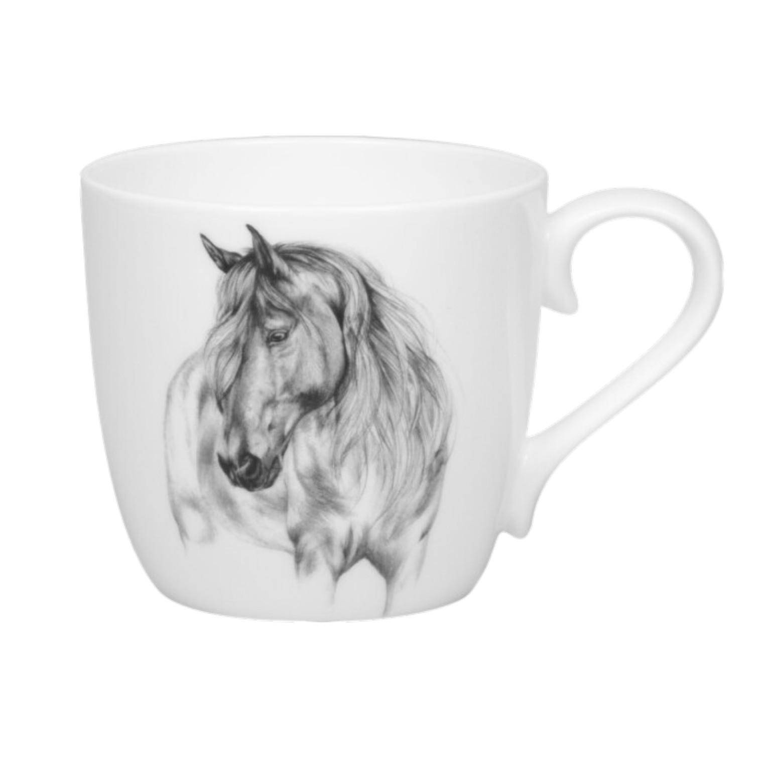 Könitz Becher Amazing Animals Pferd 450 ml mit elegantem Pferdemotiv in Schwarz-Weiß