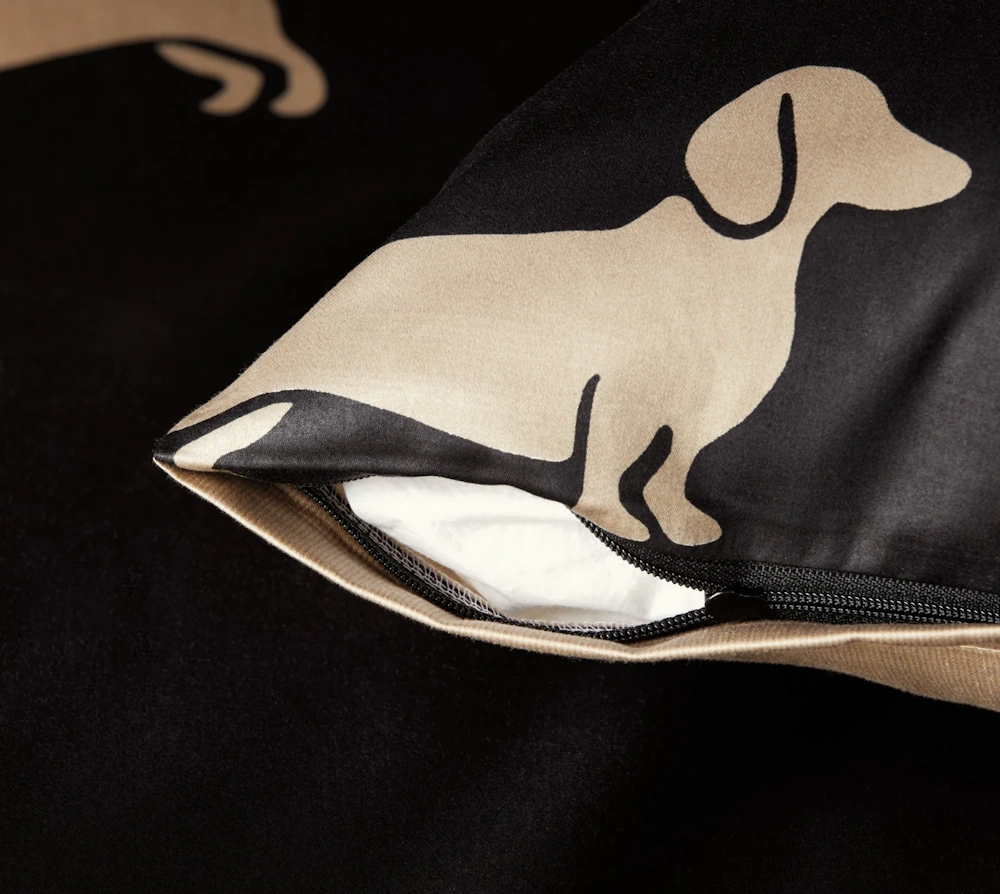 Elegante Comfort Satin Kissenhülle zur Bettwäsche Dogs 40 x 80 cm