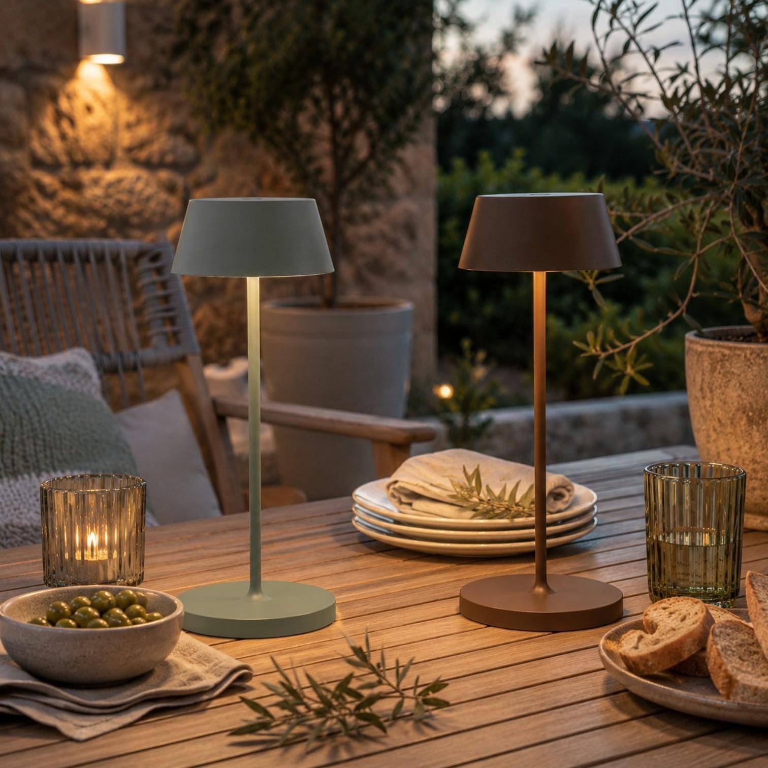 QOOZII Kabellose LED Tischlampe MALTA - Olive