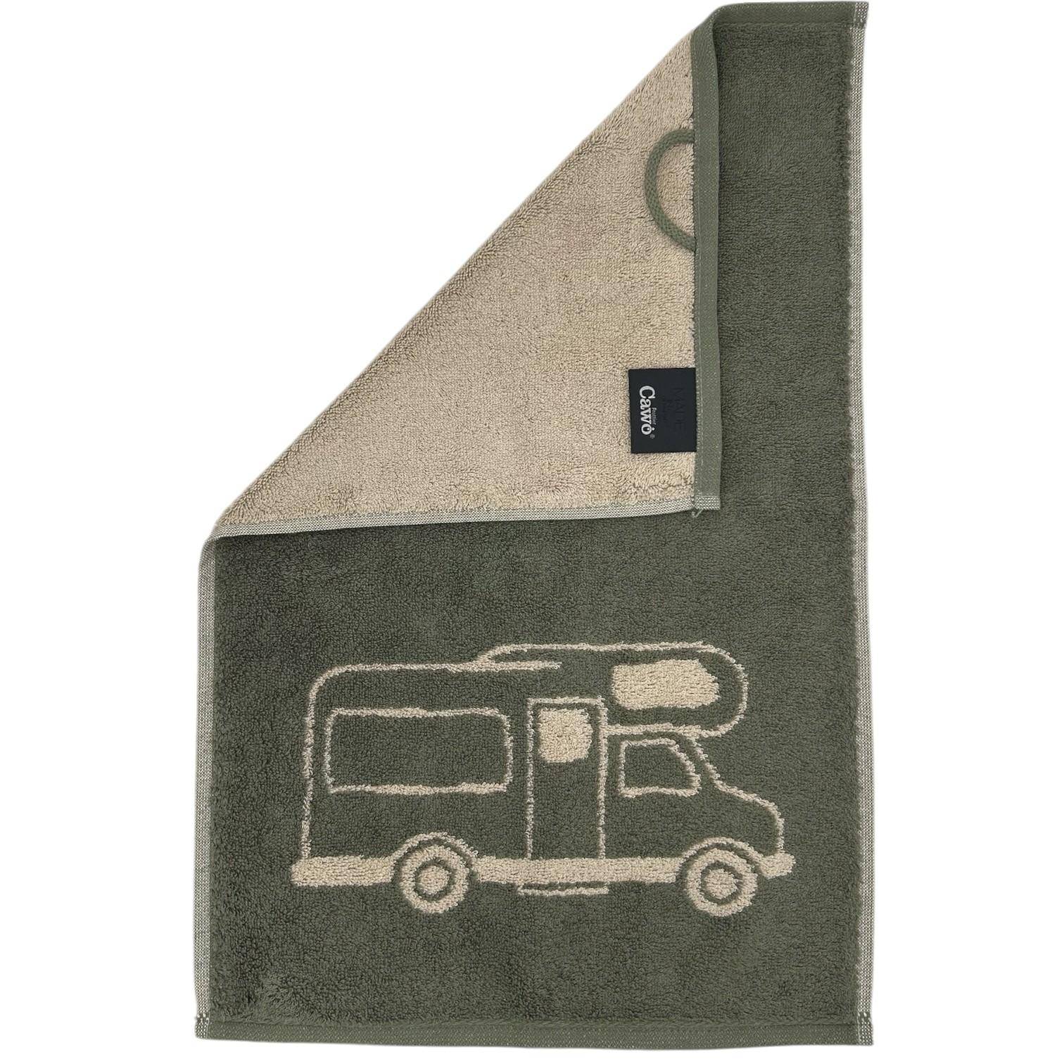 Cawö Frottiertuchserie Postcard Towels Edition 100 cool people live here Gästetuch in Grün 30 x 50 cm