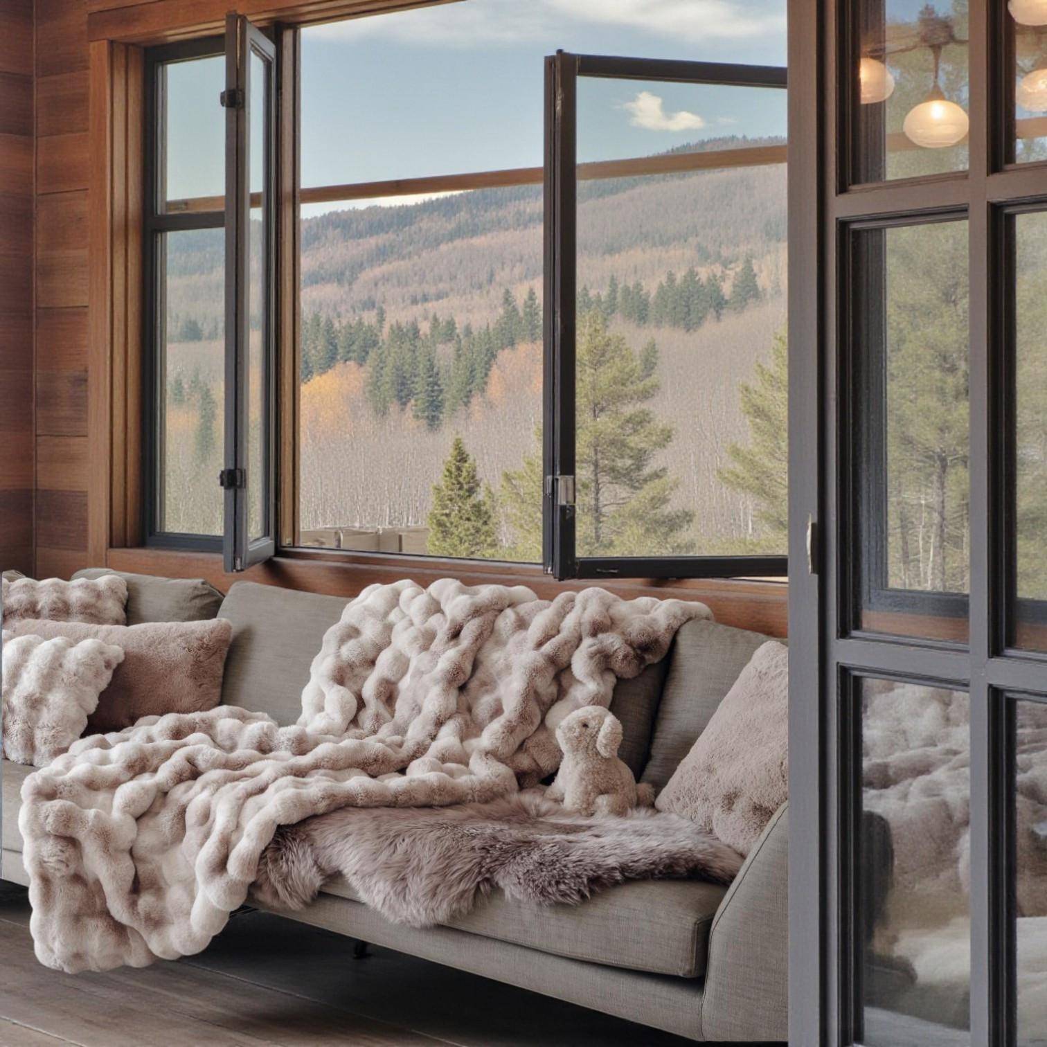 Skinnwille Plaid Misty Sand 140 x 220 cm