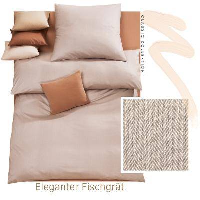 Doris Meyer Kissenhülle zur Jersey Bettwäsche Fischgrät Fb.Beige 40 x 80 cm
