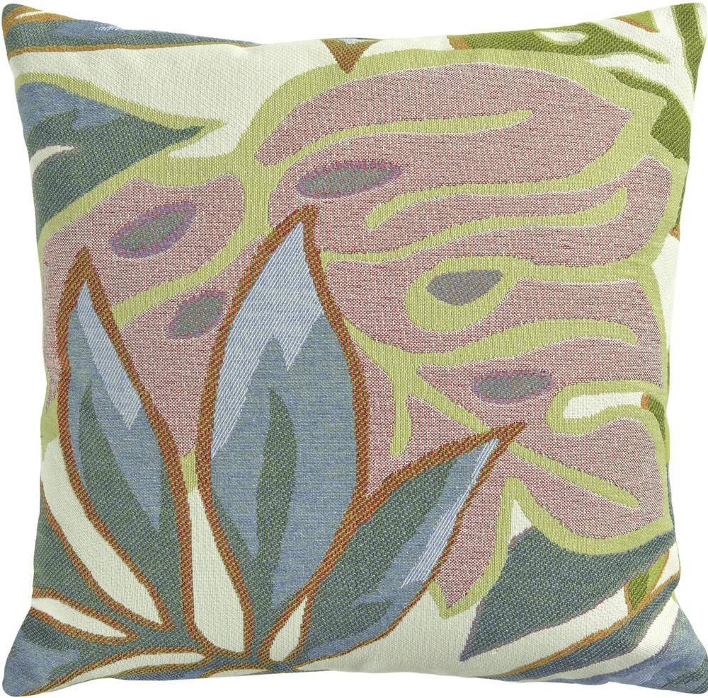 Sander table and home Kissenhülle Selva mit floralem Jacquardgewebe und Monstera-Blättern in zarten Pastellfarben