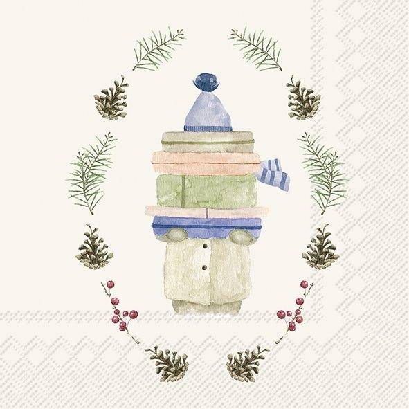 ihr Lunch Servietten Luca Cream Blue 33 x 33 cm