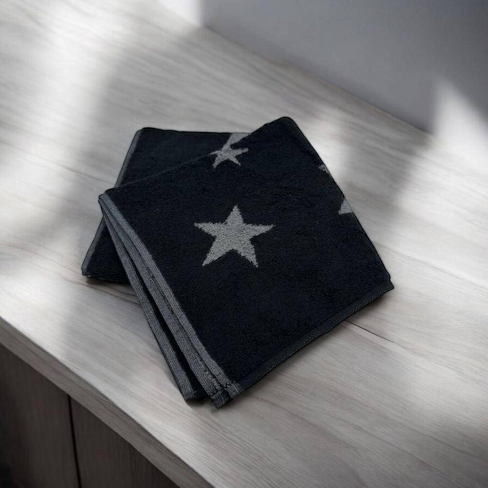 Cawö Frottiertuchserie Christmas Edition 792 Sterne Schwarz Handtuch