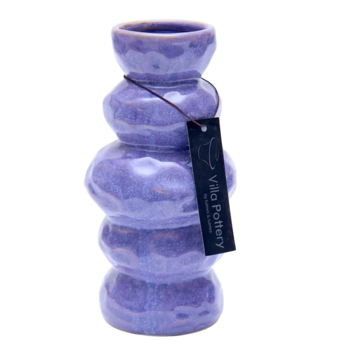 Luimes Vase in Lila mit glatter Oberfläche, organischem Design, ca. 20 cm  